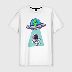 Футболка slim-fit Похищение космонавта, цвет: белый