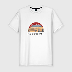 Футболка slim-fit Toyota Chaser - рисунок и иероглифы, цвет: белый