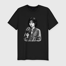 Мужская slim-футболка Игра в кальмара игрок 067 с маской