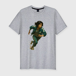 Футболка slim-fit Игра в кальмара - игрок 067 в беге, цвет: меланж