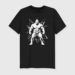 Футболка slim-fit Мускулистый сумоист, цвет: черный