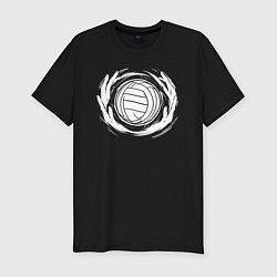 Футболка slim-fit Волейбольный мяч разрывает воздух, цвет: черный