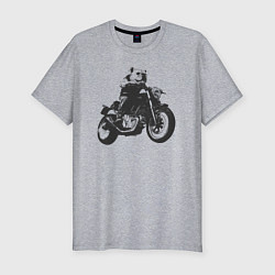 Мужская slim-футболка Бульдог байкер на мотаке