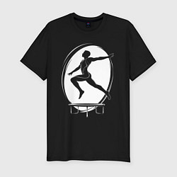 Футболка slim-fit Прыжки на батуте в белом диске, цвет: черный