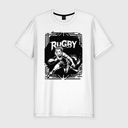 Футболка slim-fit Регби агрессивный игрок аниме, цвет: белый