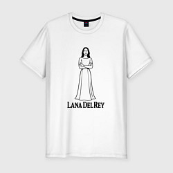 Мужская slim-футболка Lana Del Rey нарисованная черными линиями