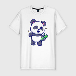 Футболка slim-fit Добрая панда, цвет: белый
