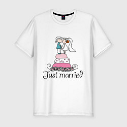 Футболка slim-fit Just Married - Свадебный торт, цвет: белый