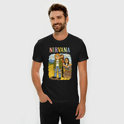 Футболка slim-fit Nirvana мультяшный стиль, цвет: черный — фото 2