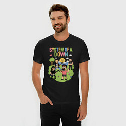 Футболка slim-fit System of a Down, мультяшный стиль, цвет: черный — фото 2