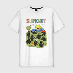Футболка slim-fit Slipknot мультяшный стиль, цвет: белый