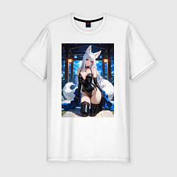 Футболка slim-fit Белая лисица в откровенном наряде, цвет: белый