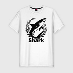 Футболка slim-fit Акула в водрослях, цвет: белый