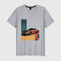 Футболка slim-fit Ретрофутуризм спорткар поп-арт 1970-е, цвет: меланж