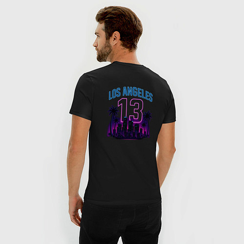 Мужская slim-футболка Los Aneles 13 / Черный – фото 4