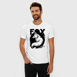 Футболка slim-fit Лиса в черномкруге, цвет: белый — фото 2