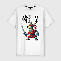 Футболка slim-fit Bender bending robot with katana - samurai, цвет: белый