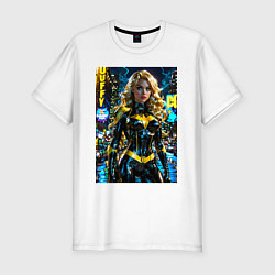 Мужская slim-футболка Черная Канарейка на улице города