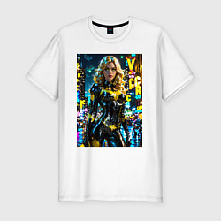Футболка slim-fit Черная Канарейка на улице города, цвет: белый