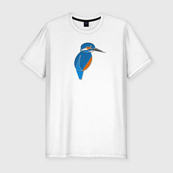 Мужская slim-футболка Птица зимородок в стиле мозаики