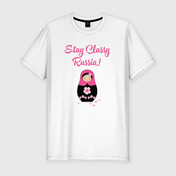 Мужская slim-футболка Россия оставайся классной