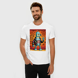 Футболка slim-fit Robot Bender - punk is not dead meme, цвет: белый — фото 2