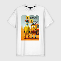 Футболка slim-fit Sponge Bob and Squidward - Breaking bad soap opera, цвет: белый