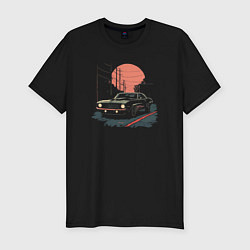 Футболка slim-fit Car sunset, цвет: черный