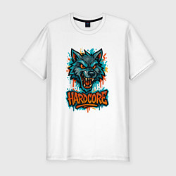 Мужская slim-футболка Hardcore волк