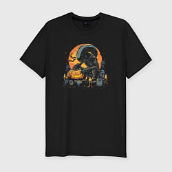 Мужская slim-футболка Чужой празднует хэллоуин