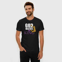 Футболка slim-fit God bless the king, цвет: черный — фото 2