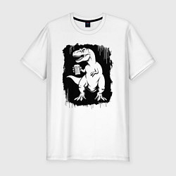 Футболка slim-fit Пивозавр в краске, цвет: белый