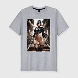Футболка slim-fit Type B косплей Евы из Stellar Blade, цвет: меланж