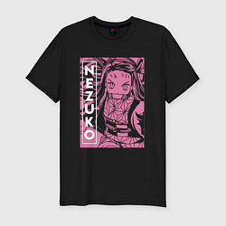 Футболка slim-fit Клинок рассекающий демонов Nezuko бой, цвет: черный