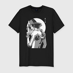 Футболка slim-fit One piece Луффи взрослый, цвет: черный