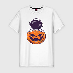Футболка slim-fit Космонавт и тыква, цвет: белый