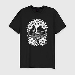 Футболка slim-fit Цветочный экспресс, цвет: черный