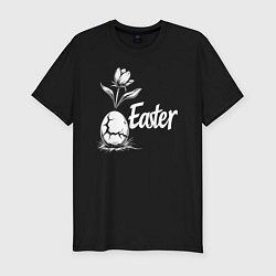 Мужская slim-футболка Пасхальное яйцо с цветком