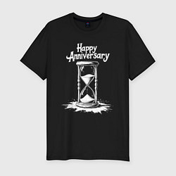 Мужская slim-футболка Счастливого юбилея песочные часы