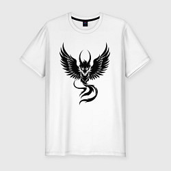 Футболка slim-fit Крылатый черный дракон, цвет: белый