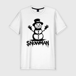 Футболка slim-fit Снеговик граффити, цвет: белый