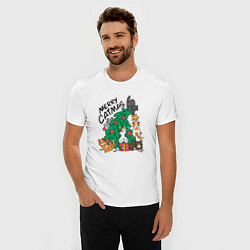 Футболка slim-fit Merry catmas, цвет: белый — фото 2