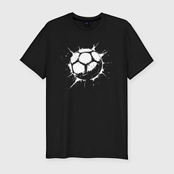 Футболка slim-fit Футбольный мяч в белой краске, цвет: черный