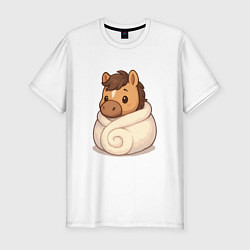 Мужская slim-футболка Лошадка укутанная в плед