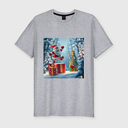 Футболка slim-fit Дед Морозио и Принцесса Снегурочка: вперёд за пода, цвет: меланж