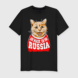 Футболка slim-fit Made in Russia: киса, цвет: черный