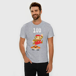 Футболка slim-fit Mario: 100 coins, цвет: меланж — фото 2