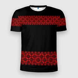 Мужская спорт-футболка Славянский орнамент (на чёрном)