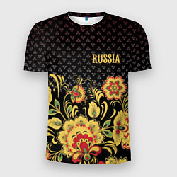 Мужская спорт-футболка Russia: black edition