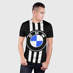 Футболка спортивная мужская BMW: White Strips, цвет: 3D-принт — фото 2